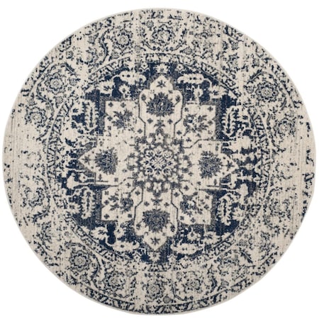 Safavieh 5 x 5 ft. Madison Power Loomed Round Area RugCream & Navy MAD603D-5R